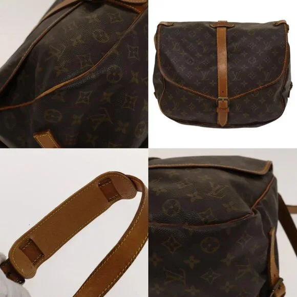 LOUIS VUITTON Monogram Saumur 35 Shoulder Bag M42254 LV Auth 117947